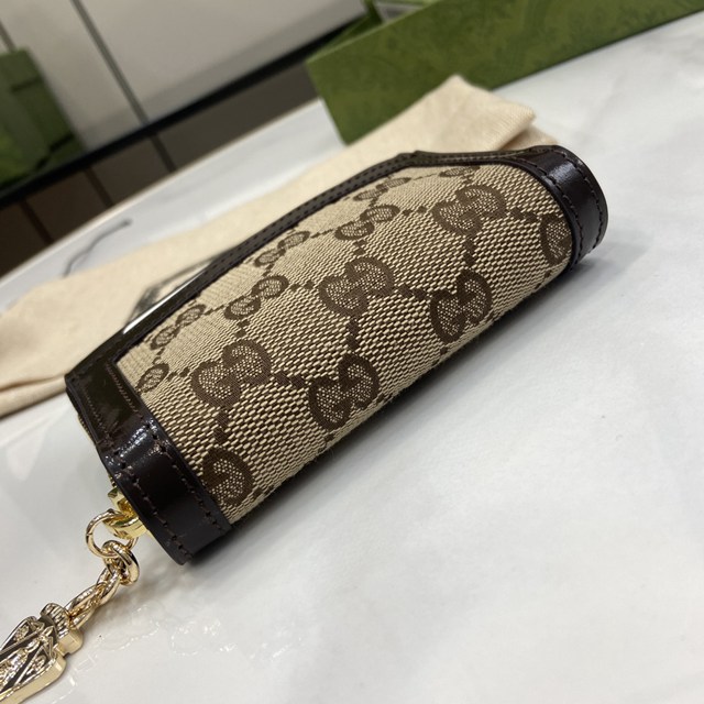 gucci專櫃2024新款帆布零錢包錢夾 古馳uce系列迷你拉鏈錢包 jcp2360